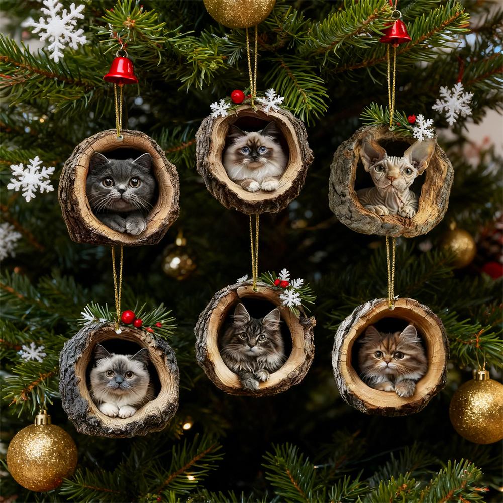 Weihnachts-Acryl-Tierornamente 2025 Weihnachtsbaum-Anhänger Saisonale Dekoration zum Aufhängen am Baum Weihnachten Navidad Partyzubehör