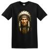 Native American Chief Porträtt T-shirt Krigare Fjäderhuvudbonad Tribal T-shirt