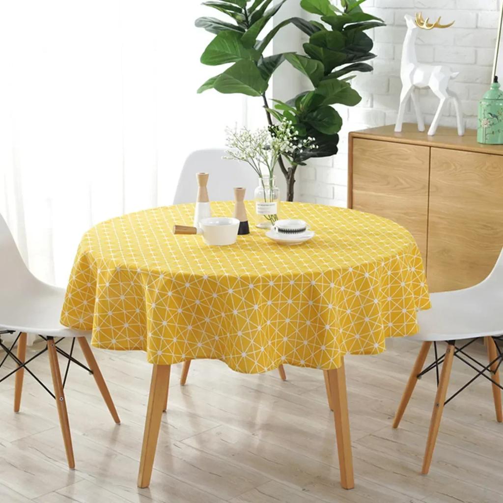 Diameter 120/150cm Nordic Round Tablecloth Cotton Linen Washable Hotel Banquet Table Cloth Wedding Party Christmas Table Cover