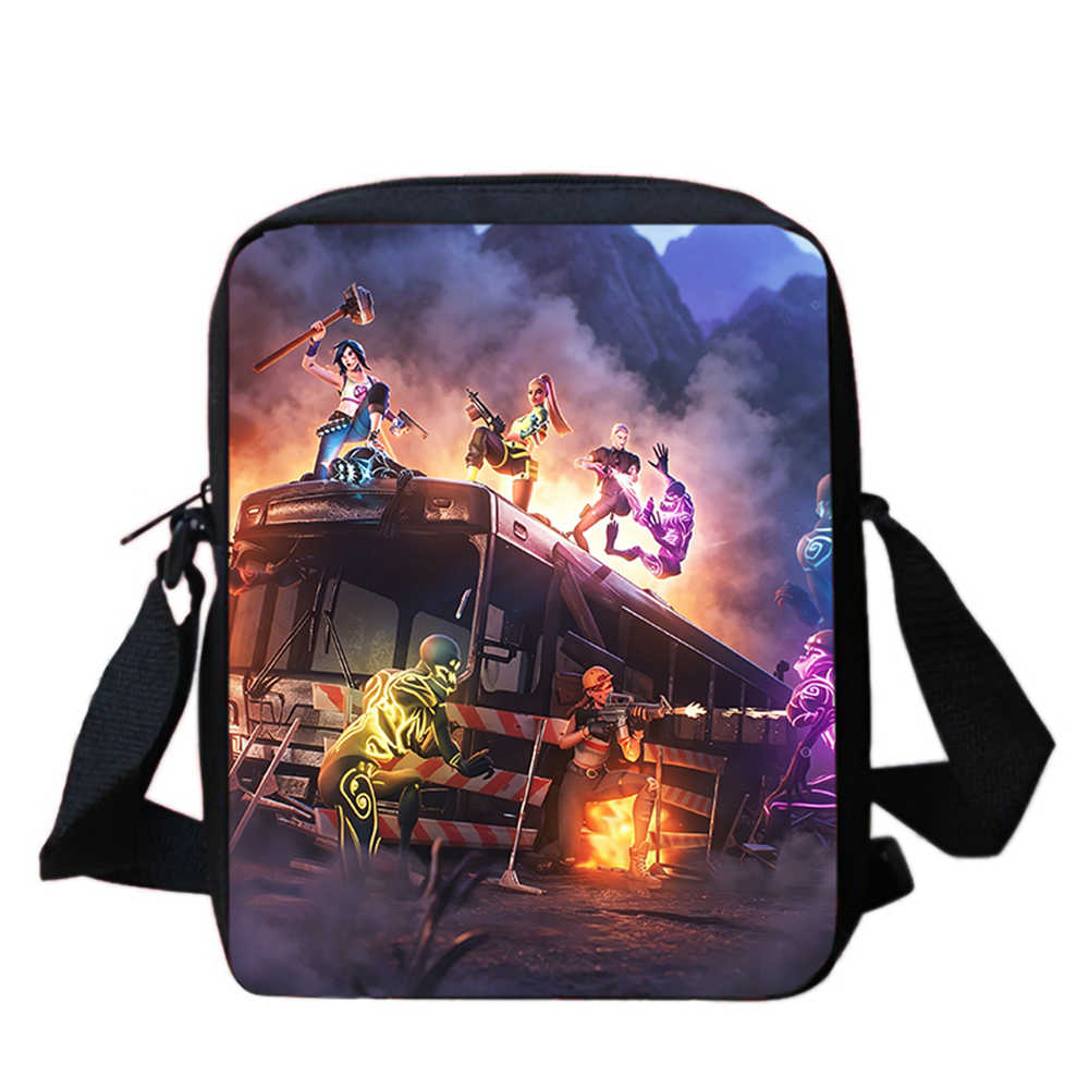 Cute Fortnite Cartoon Shoulder Crossbody Bag, Unisex Kids Aged 6-14 Portable Printed Small Bag for Daily School Travel Use