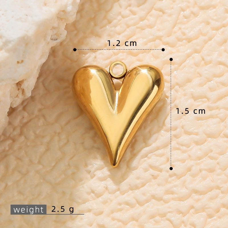 Doppelseitiger 3D-Herz-Halskettenanhänger, Edelstahl Pfirsichherz Schmuckzubehör