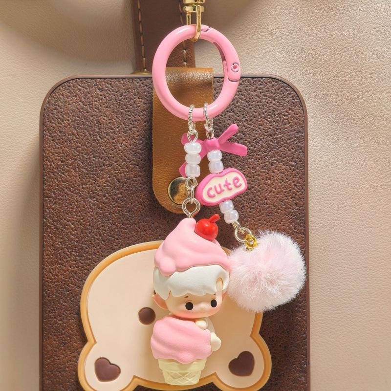 Genuine Pop Mart Hug Series Ice Cream Phone Chain & Keychain Bag Charm Women's Grain Pendant