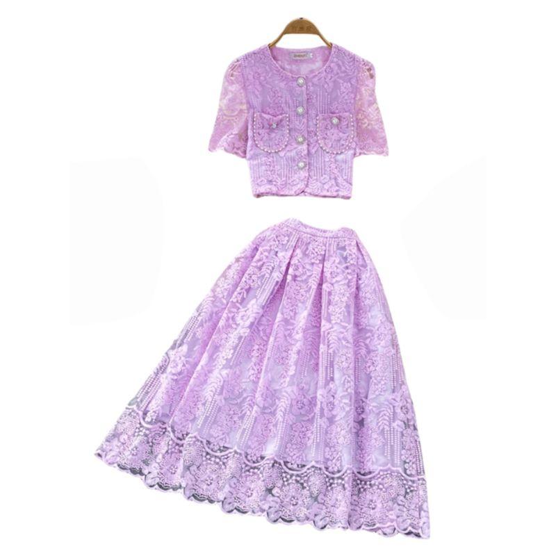 Classic Style Accessible Luxury Fancy Water Soluble Lace Summer Dress
