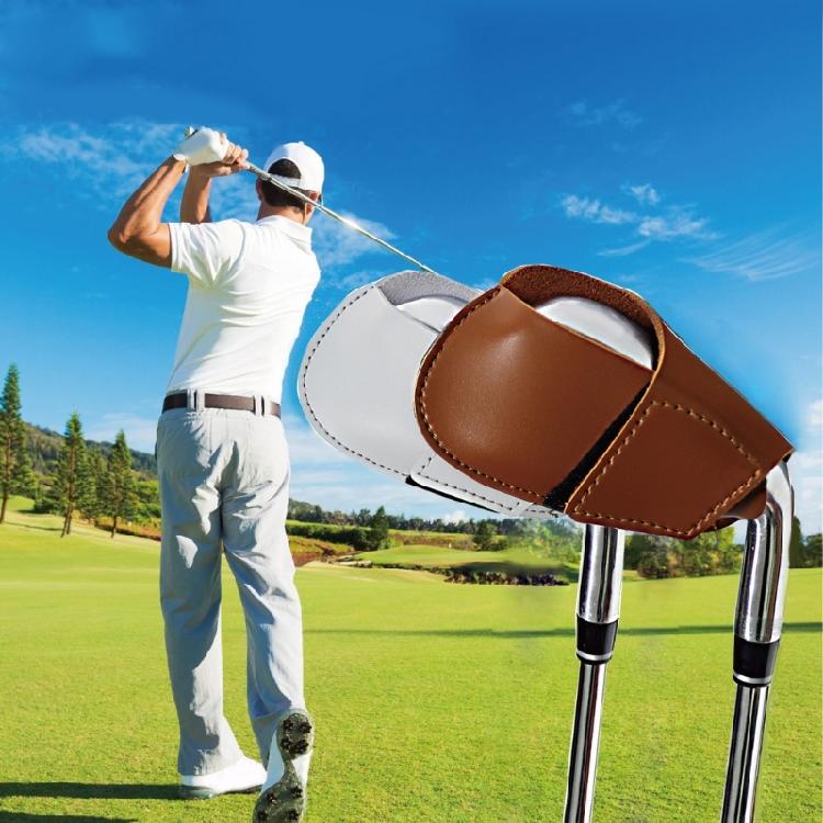 Golf Iron Head Cover Practical PU Leather Durable Headcover Brown/Gray