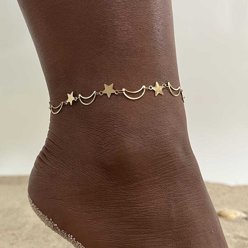 1pc European Cross-border Fashion Moon Star Ankle Chain Trendy Personality Street Beach Anklet