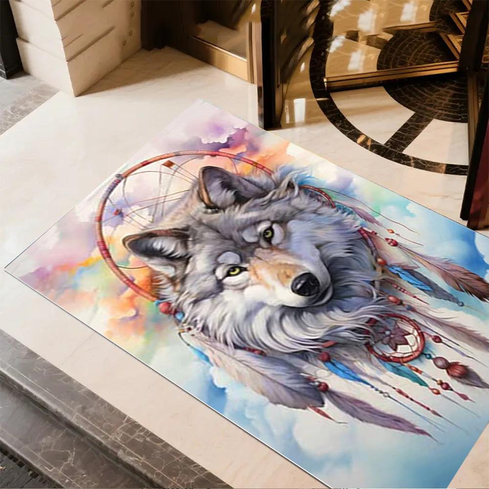 1pc Home Carpet wolf and rose design for office decor bedroom gift living room