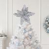 DYS Artificial Flowers with Gold Powder & Beads, Multi-Color Glitter Christmas Flowers, Multi-Layered Fabric Petals, Bendable Stems for Holiday