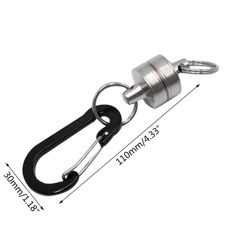 Fly Fishing Magnetic Net Release Holder Keeper with Coiled Lanyard Strong Magnet Carabine Fast Buckle Anti-Drop Rope