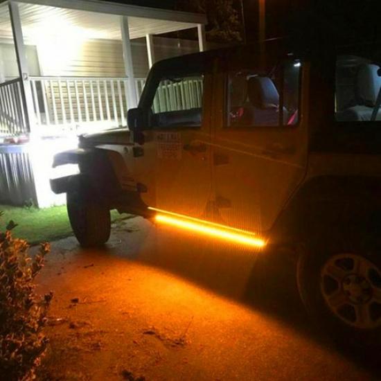 2X 60" Sequential Side Running Board LED Light Strips Amber+White Signal Step Up