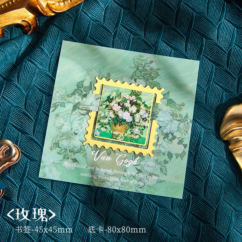 

Creative Retro Art Oil Painting Bookmark Metal Badge Pendant Desktop Decoration School Office Reader Student Bookmark Stationery