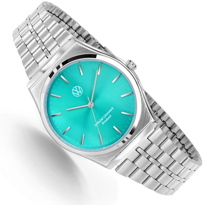 Pogseubagenwachi Volkswagen Mint Silver White Metal Wristwatch