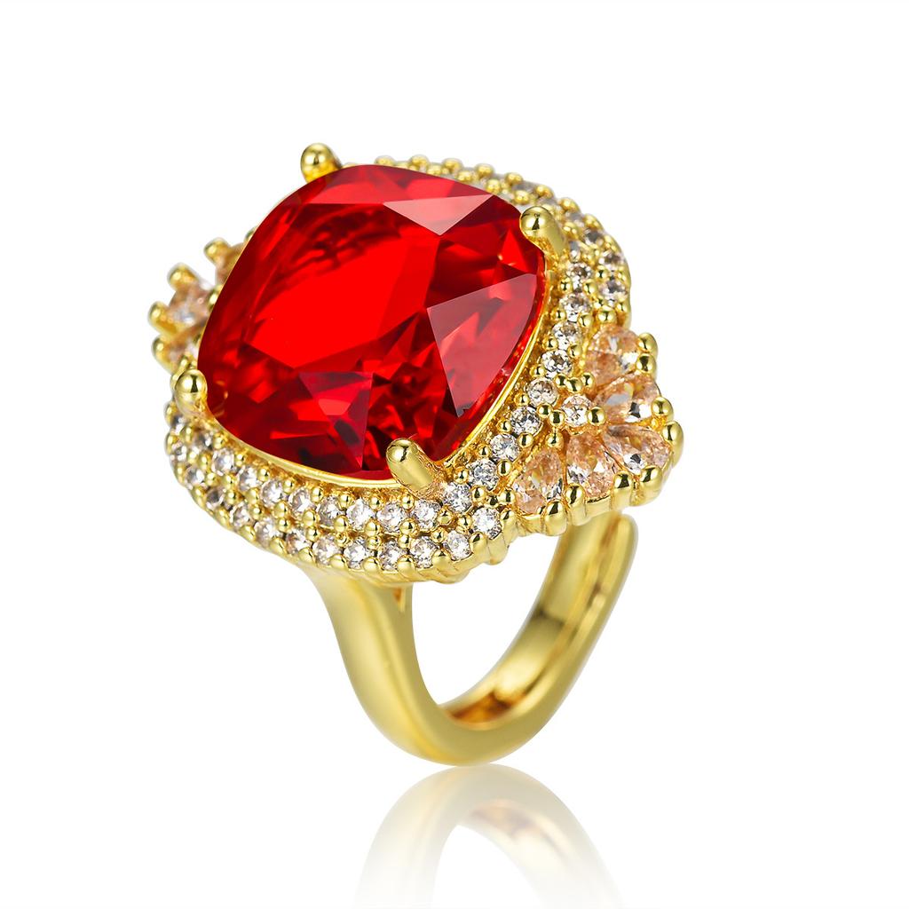 TikTok new high carbon diamond colored treasure ring European and American style luxury slightly inlaid with diamond yellow diamond ring