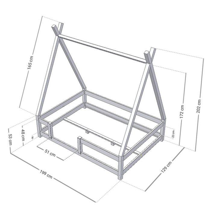 Lit cabane enfant NAKANA 120 x 190 vert sauge