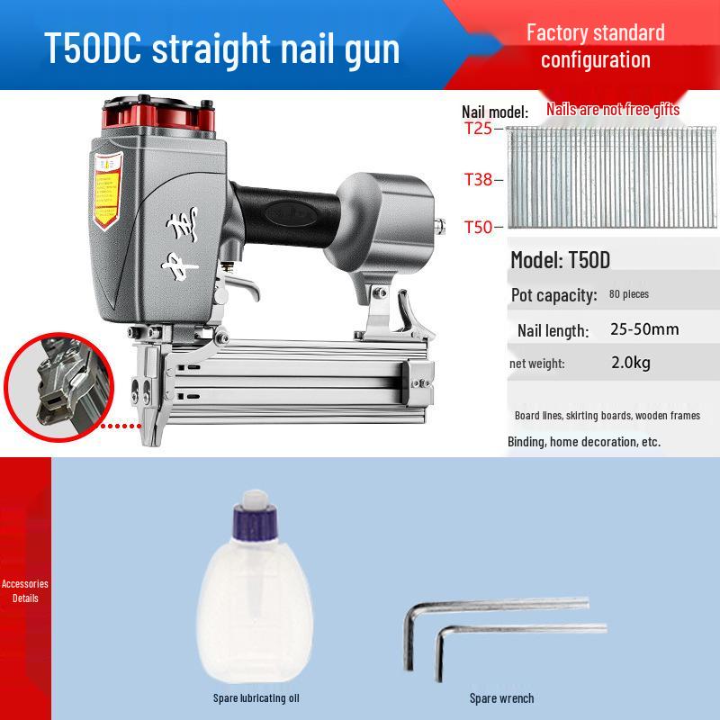 Zhongjie Pneumatic Brad Nailer - No Jam Woodworking Nail & Staple Gun