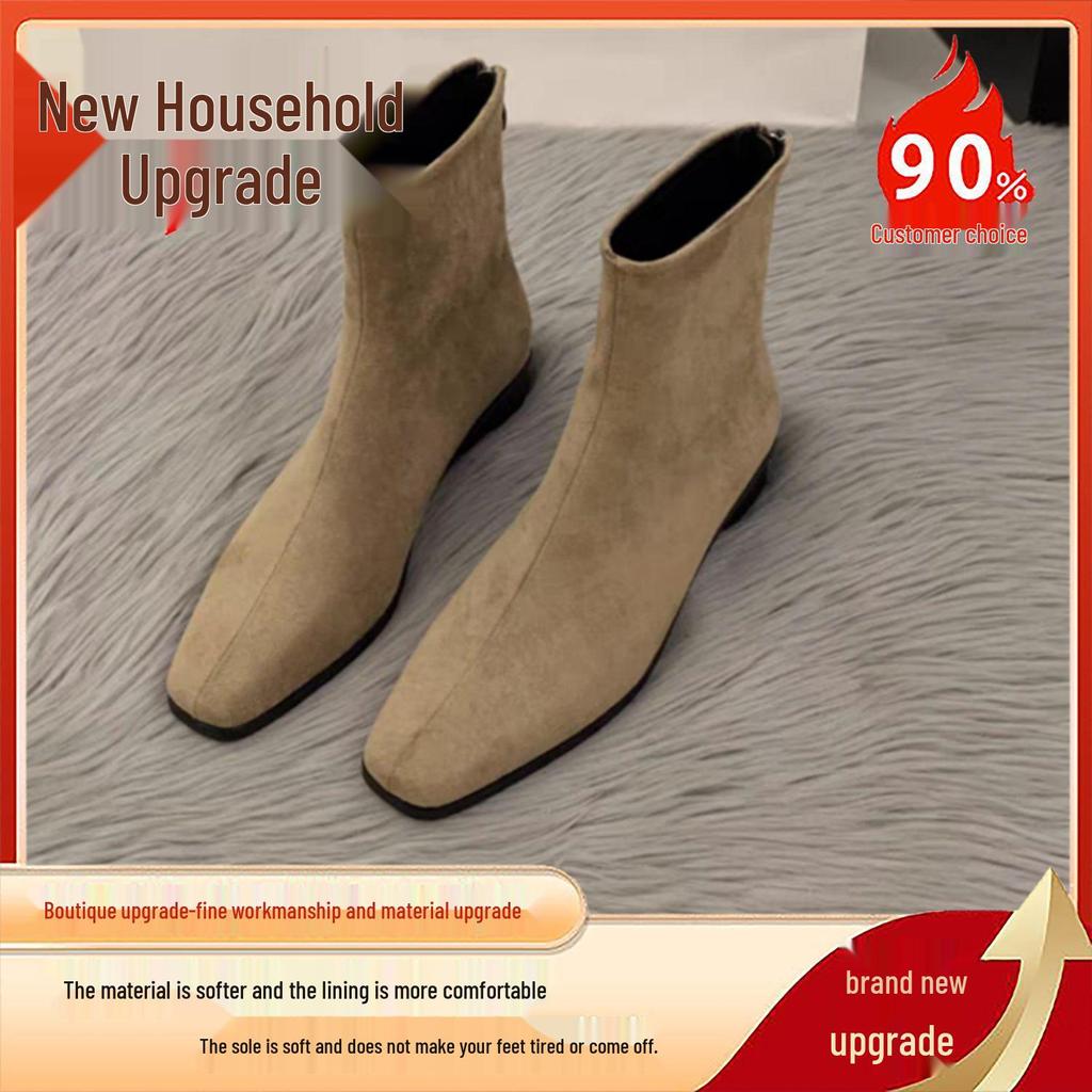 2025 Women's French Chunky Heel Ankle Boots - New Autumn/Winter Slimming Martin Stacked Boots