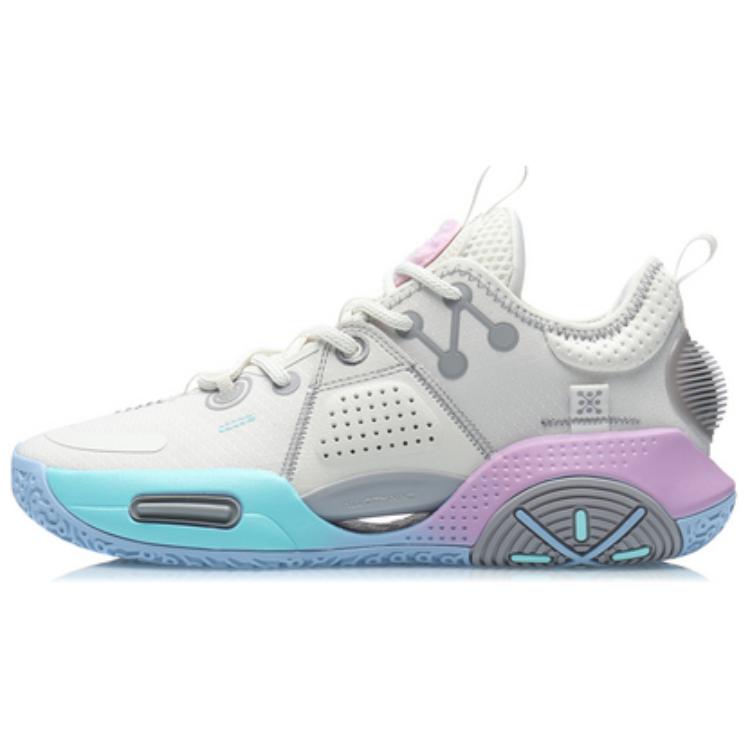 New LiNing All City 9 Anti Slip Wear Resistant Low Top Basketball Shoes Men's White Purple Blue ABAR051