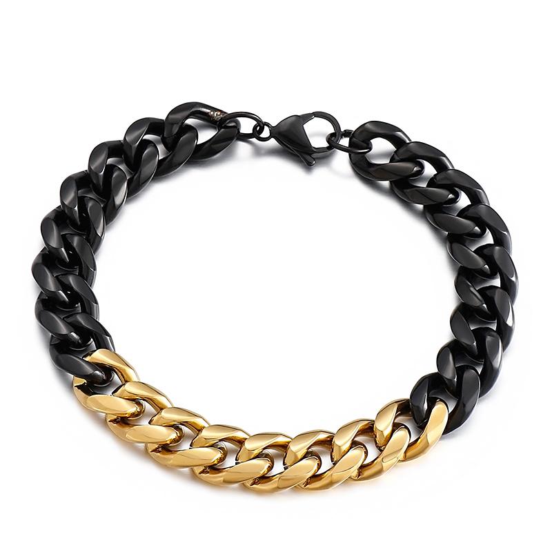 Trendy Cuban ChainMen's Wristband Armband Bracelet 10mm Splicing Chains Stainless Steel Jewelry