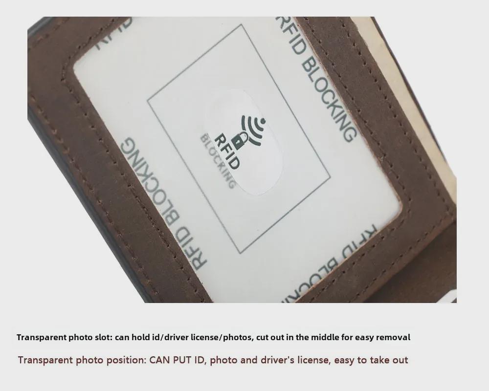 Men's Retro Genuine Leather Anti-Theft Wallet - Crazy Horse Cowhide, Thin and Short Design