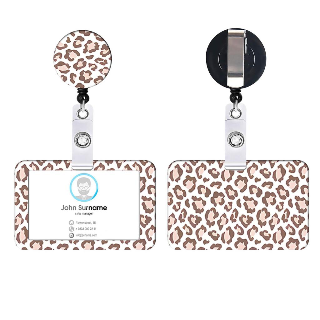 1PCS Classic Leopard Fashion Women Card Holder Cover Colorful Retractable Badge Reel Nurse Doctor Exhibition ID Card Clips Badge