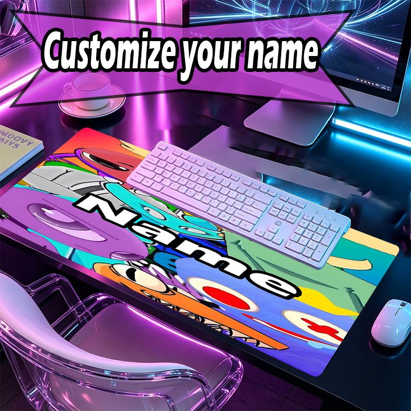 Custom Name Personalized Game Rainbow Friends Pattern Mousepad, Laptop PC Desk Mat, Decorative Desk Mat for Home Keyboard Pad Gift