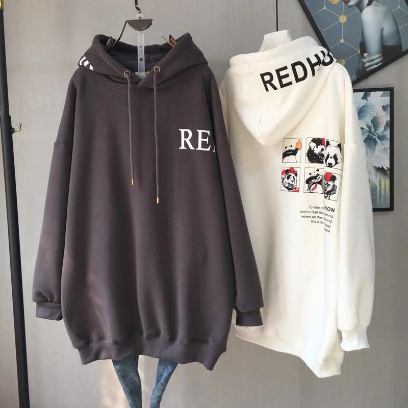 Damen Sweatshirt Oversize Kapuzenpullover Fleece Verdickt Locker Lässig Pullover Langarm Winter Sweatshirt Oberteil