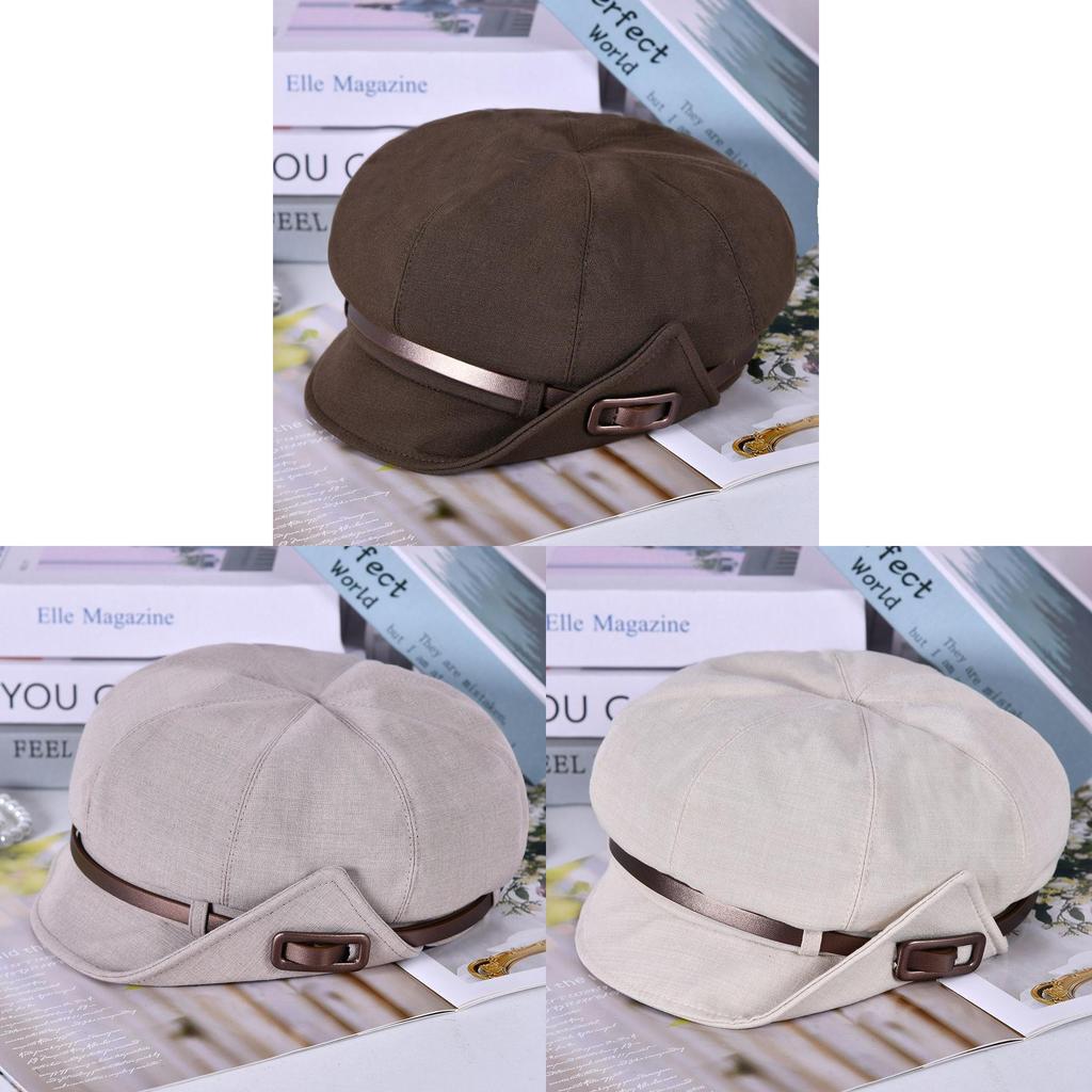 Casual Autumn Cotton And Linen Eightcorner Cap With Sun Protection For Women