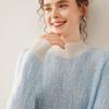 Women's Color Block Cashmere Sweater - Thick, Round Neck, Loose Fit, Jacquard Knit, Autumn/Winter.