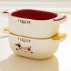 Dopamine Double Layer Drain Basket Stackable Large Capacity Fruit Storage Basket Space-saving Cute Handle