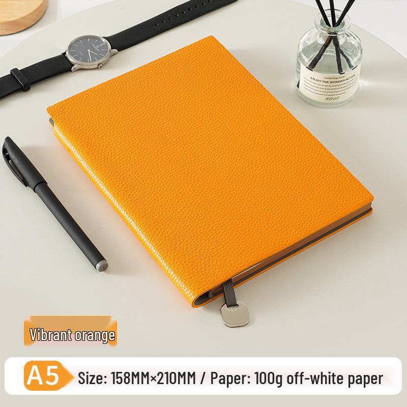 New Lychee Grain A5 Faux Leather Business Notebook Set, Thick Soft Cover, Practical for Everyday Use