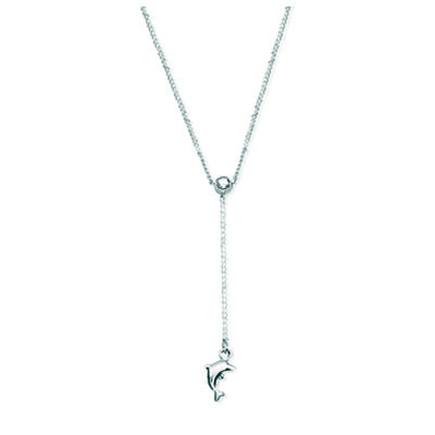 [F1344] - Silver 'Dolphin' Silver Necklace - 45x8 Mm