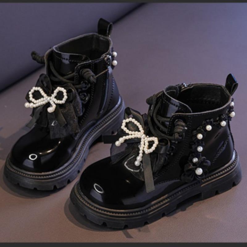 Kids Fashion Pearl Ankle Boots Spring Soft‑sole Princess Short Boots for Girls