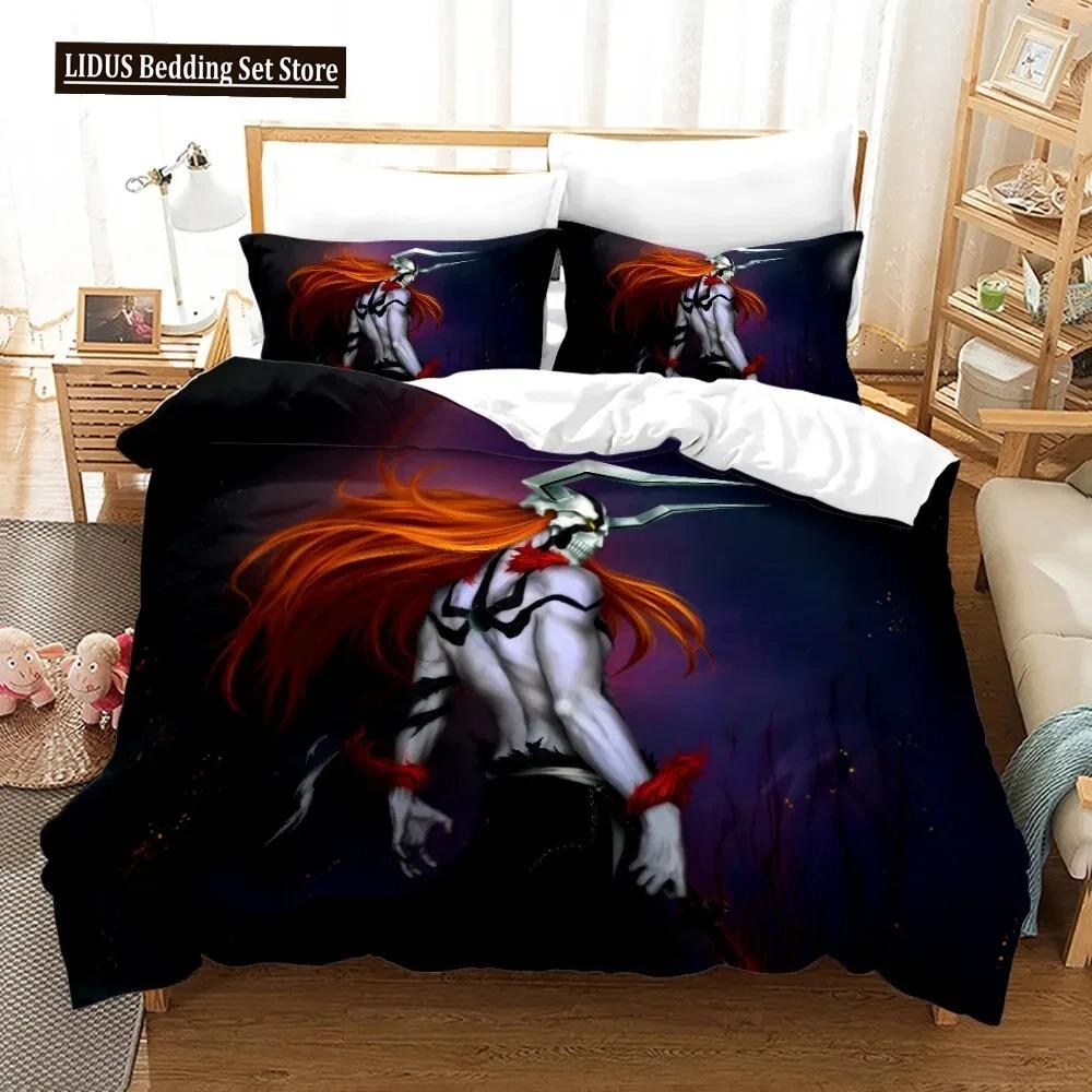 Anime Bleach Kurosaki Ichigo Bedding Set Boys Girls Twin Queen Size Duvet Cover Pillowcase Bed Boys Adult Home Textileextile