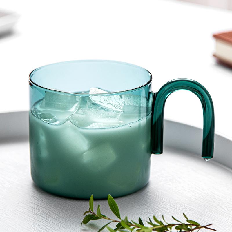 

Glass Creative Pouring Mug Heat-resistant Colored Glass Coffee Cup Breakfast Cups Cup for Tea Cute Mugs Free Shipping Glasses 300ml озеро зелений колір