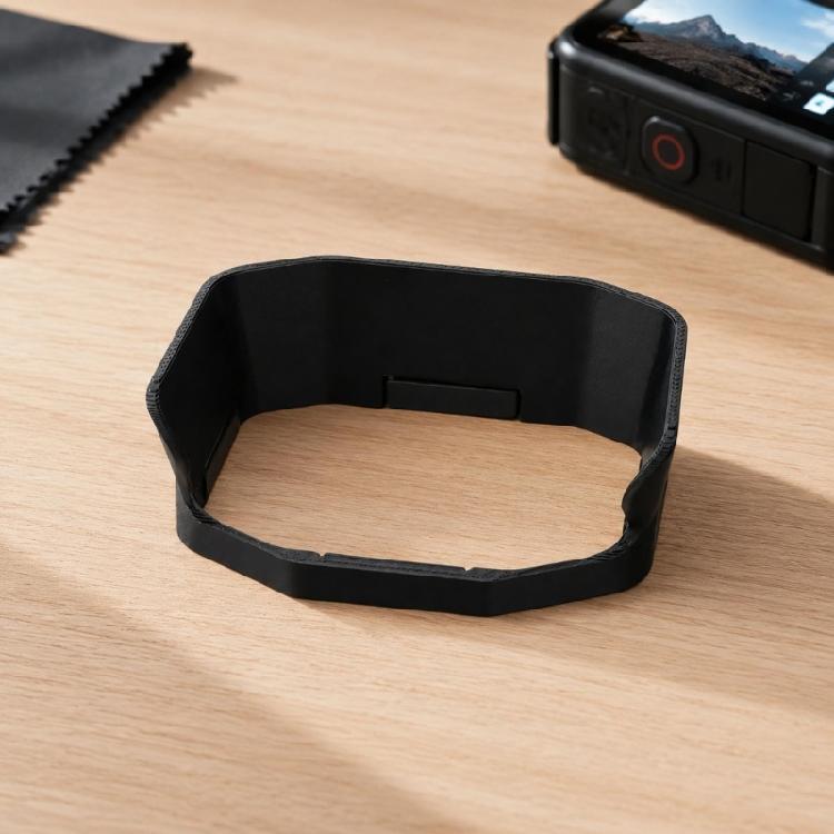 Black 3D-Printed Camera Display Shade with a Matte Retaining Frame and Raised Sections for Action Camera Bright Outdoor Framing, Action Filming,