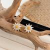 S925 Sterling Silver Sunflower Stud Earrings with Cubic Zirconia and Gold Ball Stamens for Everyday Wear