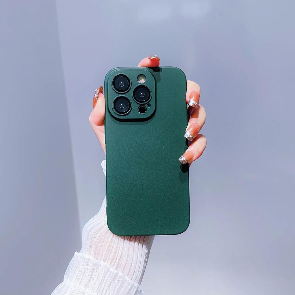 Simple Candy Color Hard Back Covers For iPhone 15 14 13 12 11 Pro Max Plus Shockproof Lens Protection Full Coverage Phone Cases