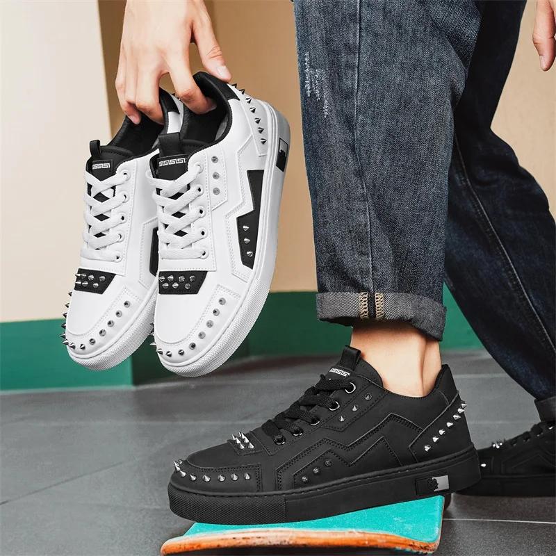 Men's Shoes Casual Sports Shoes Skateboarding Fashionable and Versatile Rivet Design Trend