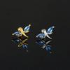 Zircon piercing piercing bone nails Butterfly flower earrings Titanium steel screws screw stud earrings Zircon