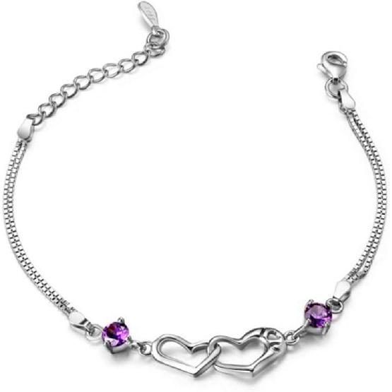 kelistom 925 Sterling Silver Bracelets for Women Teens, Love Heart Charm Chain Bracelet Bangle Fashion Jewelry Gifts