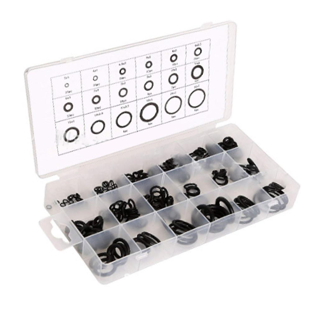 225 Peças Sortimento de Anéis O de Borracha Métrico Impermeável Conjunto de Anéis de Vedação NBR Kit de Arruelas Preto