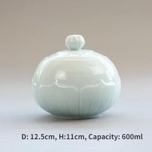 Canister for Loose Tea, Chinese Porcelain Puer Tin, Caddy, Ceramic Canister, Airtight Coffee, Household Jar, Storage Container