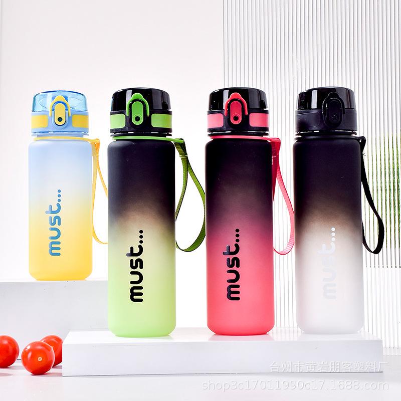 Water Bottle New Water Cup Boys and Girls Matte Gradual Change Plastic High Temperature Resistance High Value Drop Cup Summer Portable Space Cup