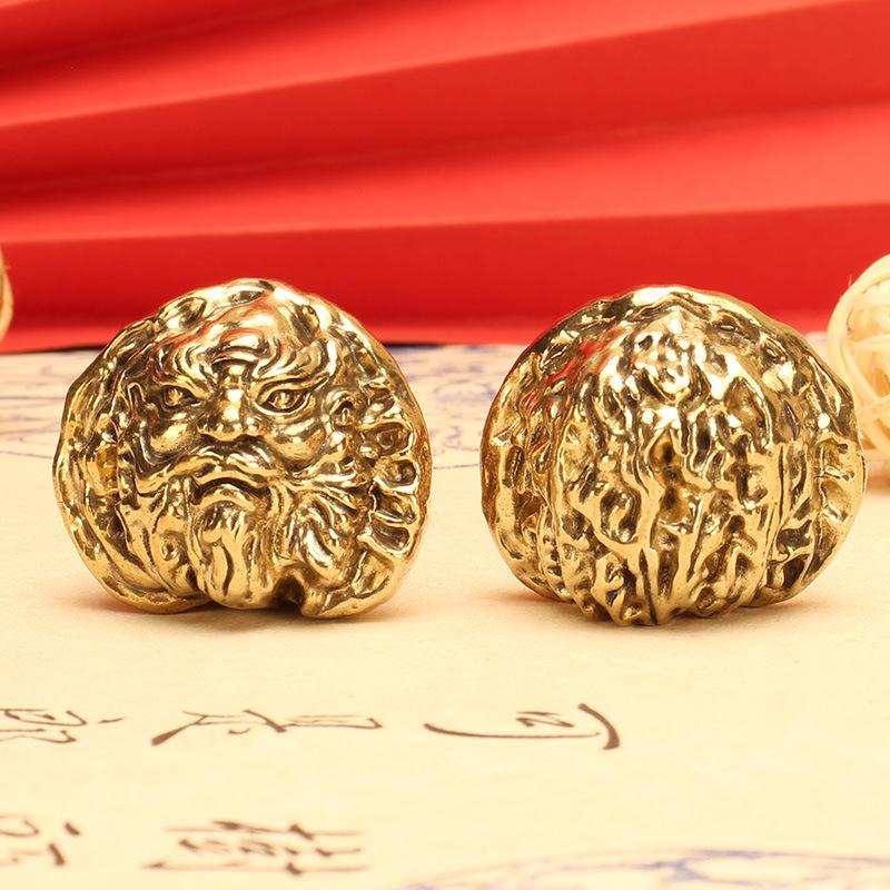 Zhong Kui Messing Walnuss Gesundheitsbälle - Dreieckiger Bodhi Bronze Kreatives Geschenk