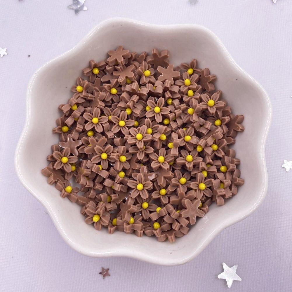 100 bucăți 7 mm rășină 3D mini flori autocolant pentru unghii cu caractere Clipbook nunta decal de decorare arta unghiilor artizanat