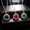 Jewelry Simulation Ruby Sapphire Perfume Bottle Pendant Necklace Women's Champagne Gold Emerald Collarbone Chain