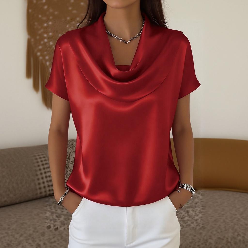 Top casual colorat pentru femei, cu mânecă scurtă