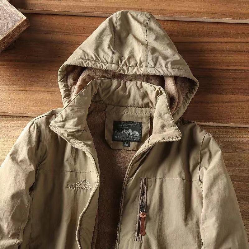 Men's Outdoor Waterproof Windproof Fleece-Lined Mountaineering Jacket