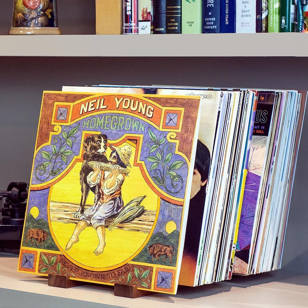 Solid Walnut Vinyl Record Holder Space Saving Album Display Holder Retro CD Racks