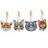 Handmade Cute DIY Full Rhinestones Painting Keychain Key Ring Decoration Pendant Ornament(Cat Head )