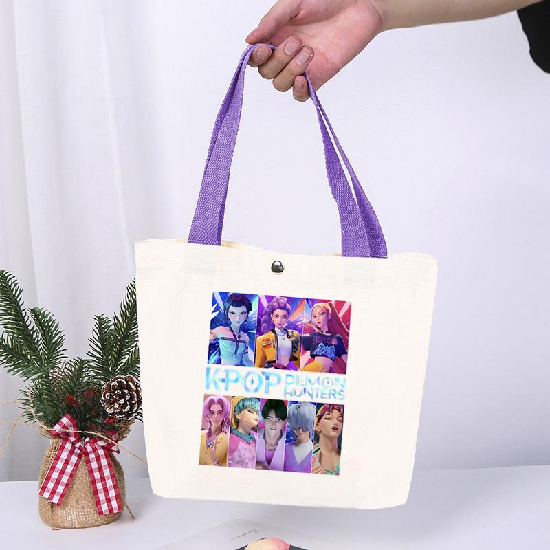K-Pop Animation Cartoon Printing High Value Fashion Simple Canvas Bag Going Out Portable Shopping Bag Handbag